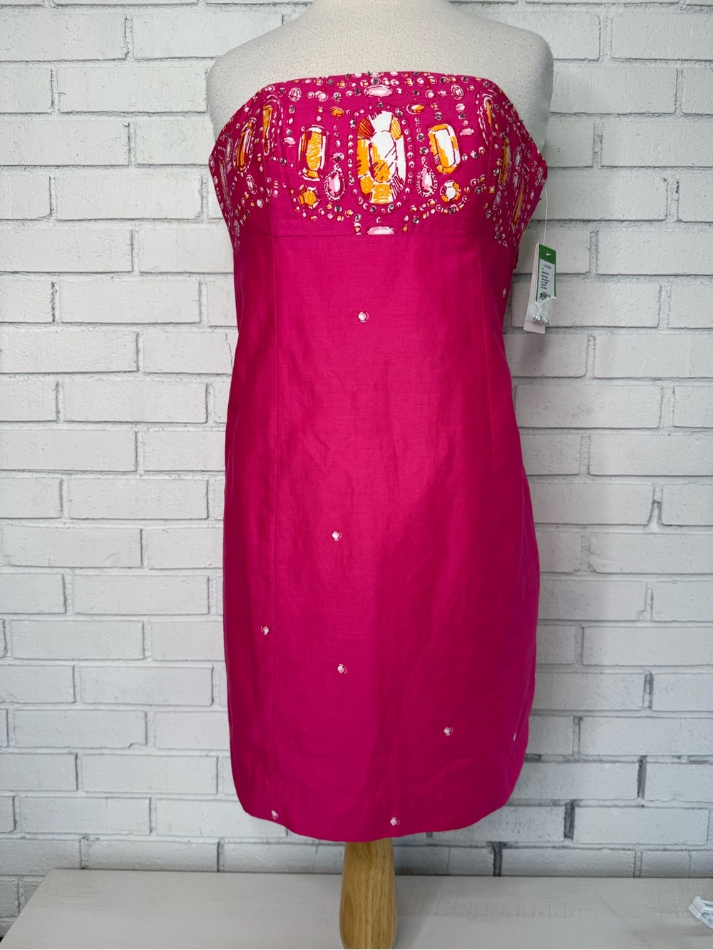 Lilly Pulitzer Fools Jewels Bowen Strapless Dress Pink Daiquiri Size 2 NWT